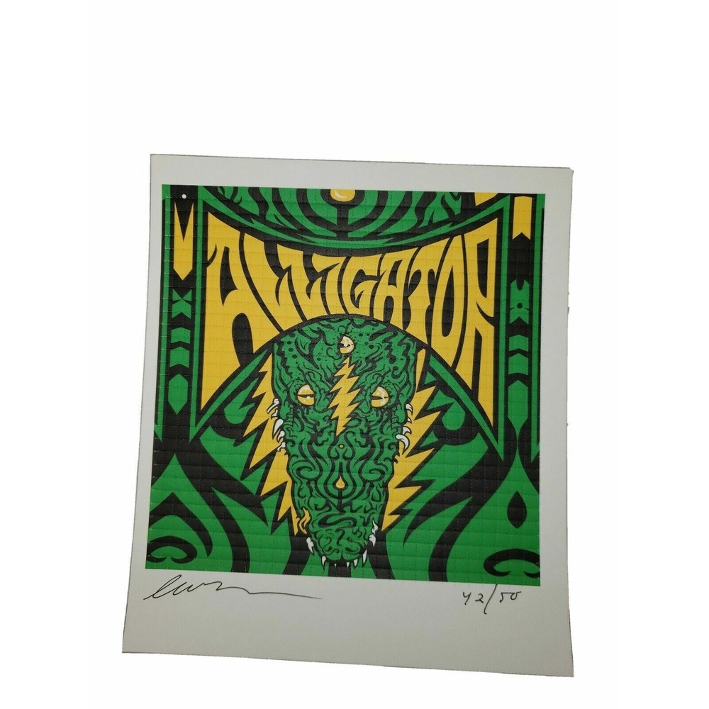 Levy signed Blotter‎ Art "Alligator" perforated art Magic art Club
